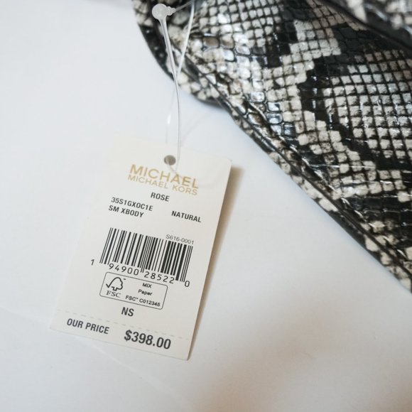 Michael Kors Rose Small MINI Shoulder Crossbody Bag Embossed Exotic Natural - Picture 11 of 11